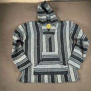 Iguana Jack Mexican Baja‎ Poncho Hoodie Mens L Surfer Skater Pullover